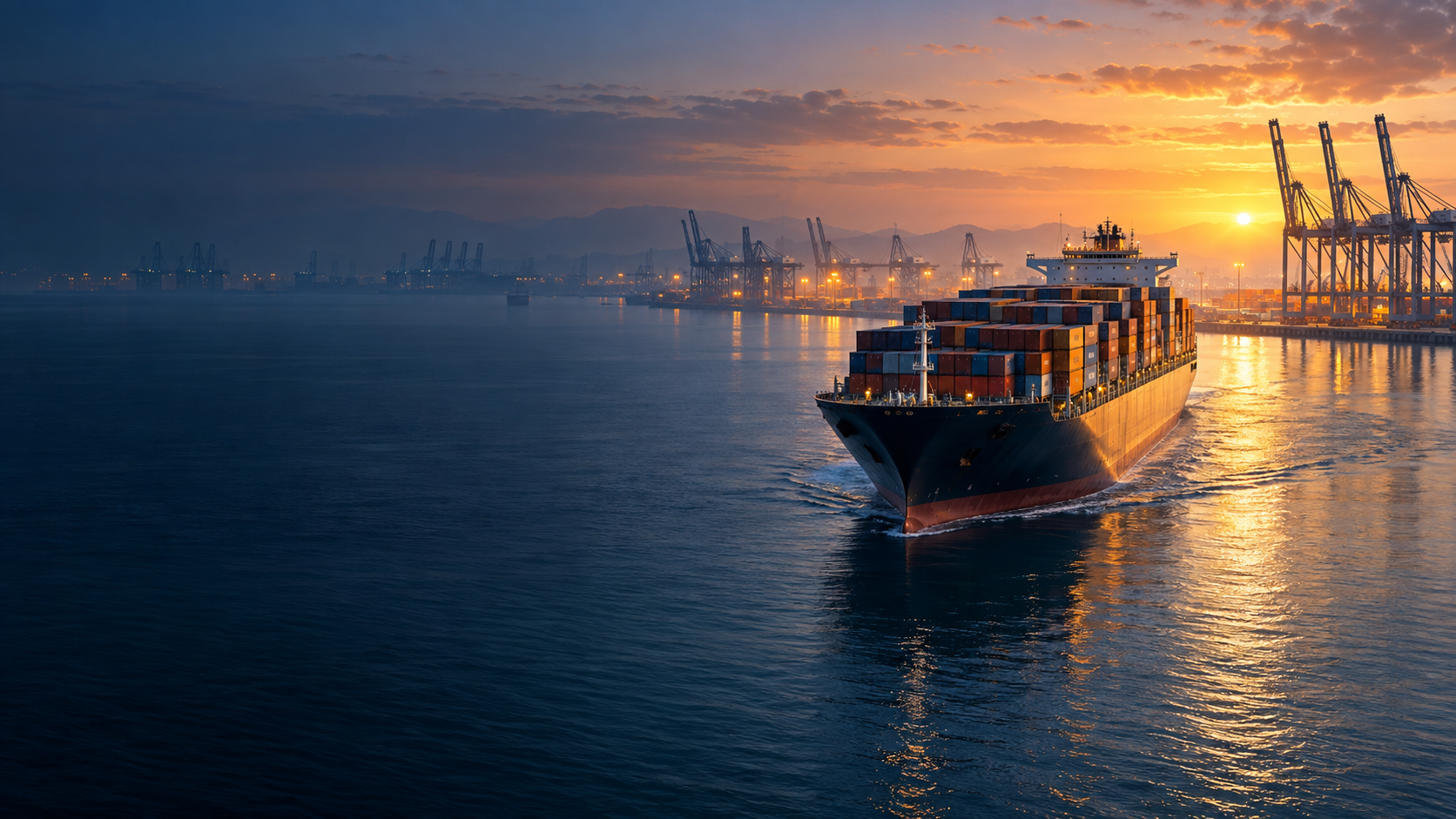 Container ship at port